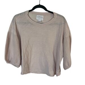 Velvet By Graham & Spencer Womens Balloon Sleeve Top Blouse 100% Cotton Pink S